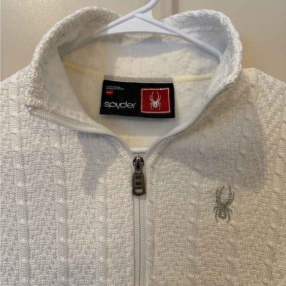 Spyder Textured White Zip-Up Jacket - Picture 3 of 3